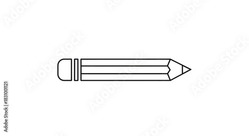 A minimalistic outline of a standard graphite writing instrument over a white background