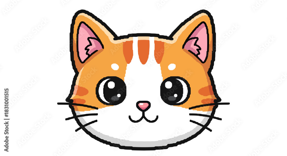 Fototapeta premium Adorable cartoon orange tabby cat illustration with big eyes and cute expression