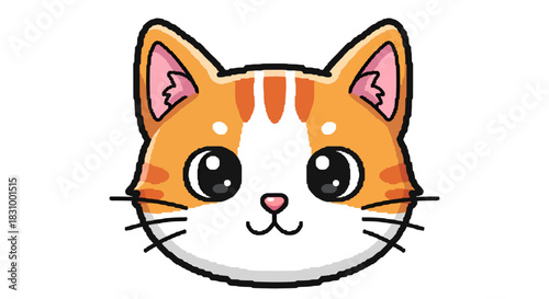 Adorable cartoon orange tabby cat illustration with big eyes and cute expression