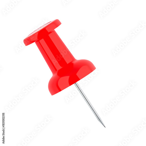Red Push Pin Resting Diagonally on a Flat Surface in a Simple and Clean Setting