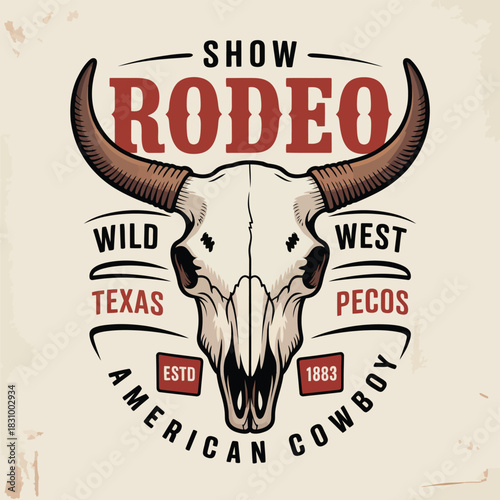 Rodeo Show Flyer Design Featuring Retro Western Typography, Dynamic Bull Riding Graphics, Classic Cowboy Elements, And Bold Decorative Layout For Event Promotion And Poster Artwork