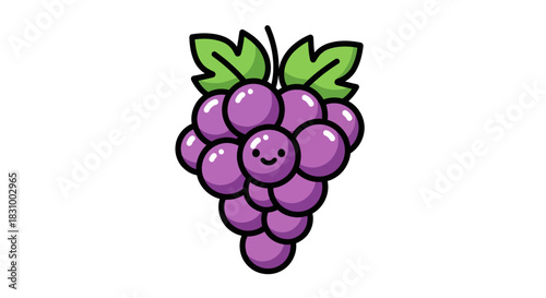 Charming cartoon grapes illustration offering a playful and delightful fruit representation