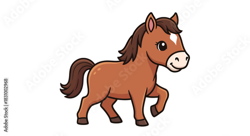 Charming cartoon horse illustration with playful expression and friendly demeanor for children's