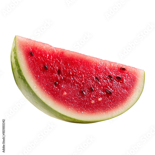 Fresh Watermelon Slice on a White Background With Bright Red Flesh and Green ...