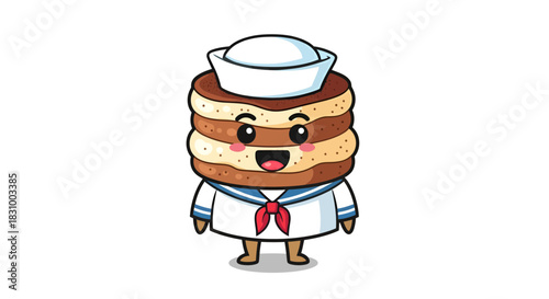 Charming pancake sailor illustration for children's book a delightful culinary character