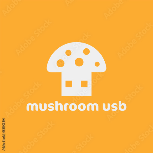 mushroom usb logo design vector format