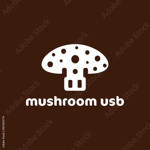 mushroom usb logo design vector format