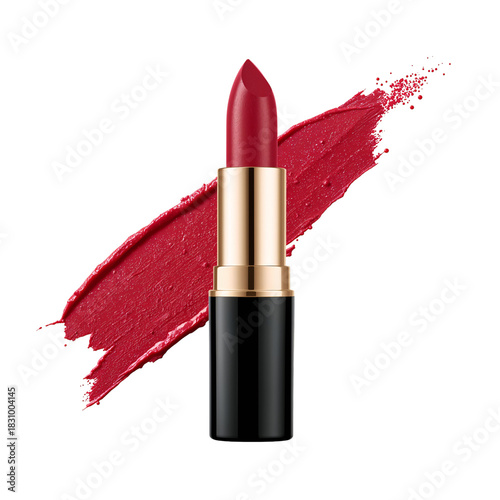 Bright Red Lipstick With Classic Design and Vibrant Background for Cosmetic D...