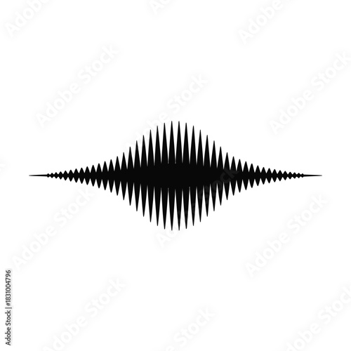 A black sound wave graphic stands out against a stark white background.
