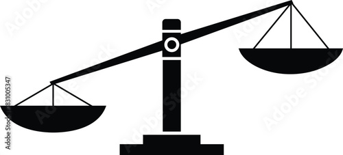 Black silhouette of a justice scale with one side lower than the other balance legal