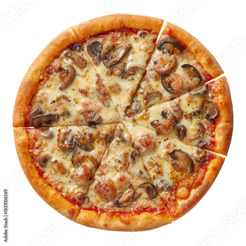 Enjoying a Freshly Baked Pizza Topped With Mushrooms and Sausage for Dinner