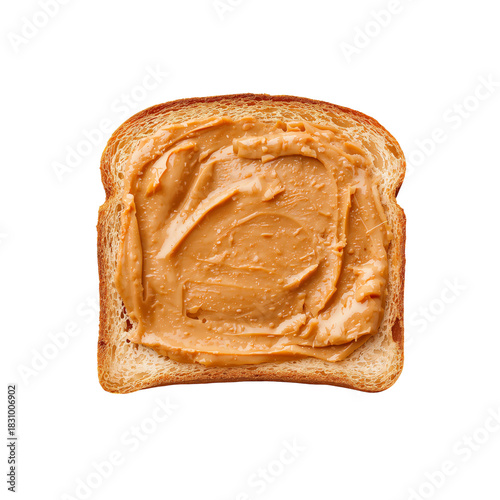 Creamy Peanut Butter Spread on a Slice of White Bread Prepared for a Tasty Snack