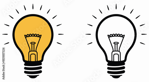 Lightbulb icon, vector illustration of a bulb and lamp,  ideas, creativity, innovation, and inspiration, ideal for digital interfaces, presentations, educational materials, marketing visual