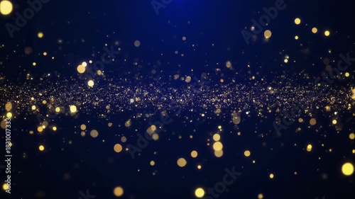 dark blue and gold sparkle bokeh particle background for video intro