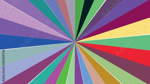Vibrant burst of colorful rays radiating from a central point, creating a dynamic abstract pattern