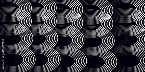 Blue abstract background with glowing circles. Swirl circular lines pattern. Geometric spiral. Twirl element. Modern graphic design. Futuristic technology concept.