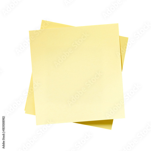 Yellow Sticky Notes Stacked Together on a White Background for Planning and O...
