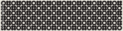 Mid century modern circles pattern in black and white. Graphical illustration for banners, textiles, home décor.