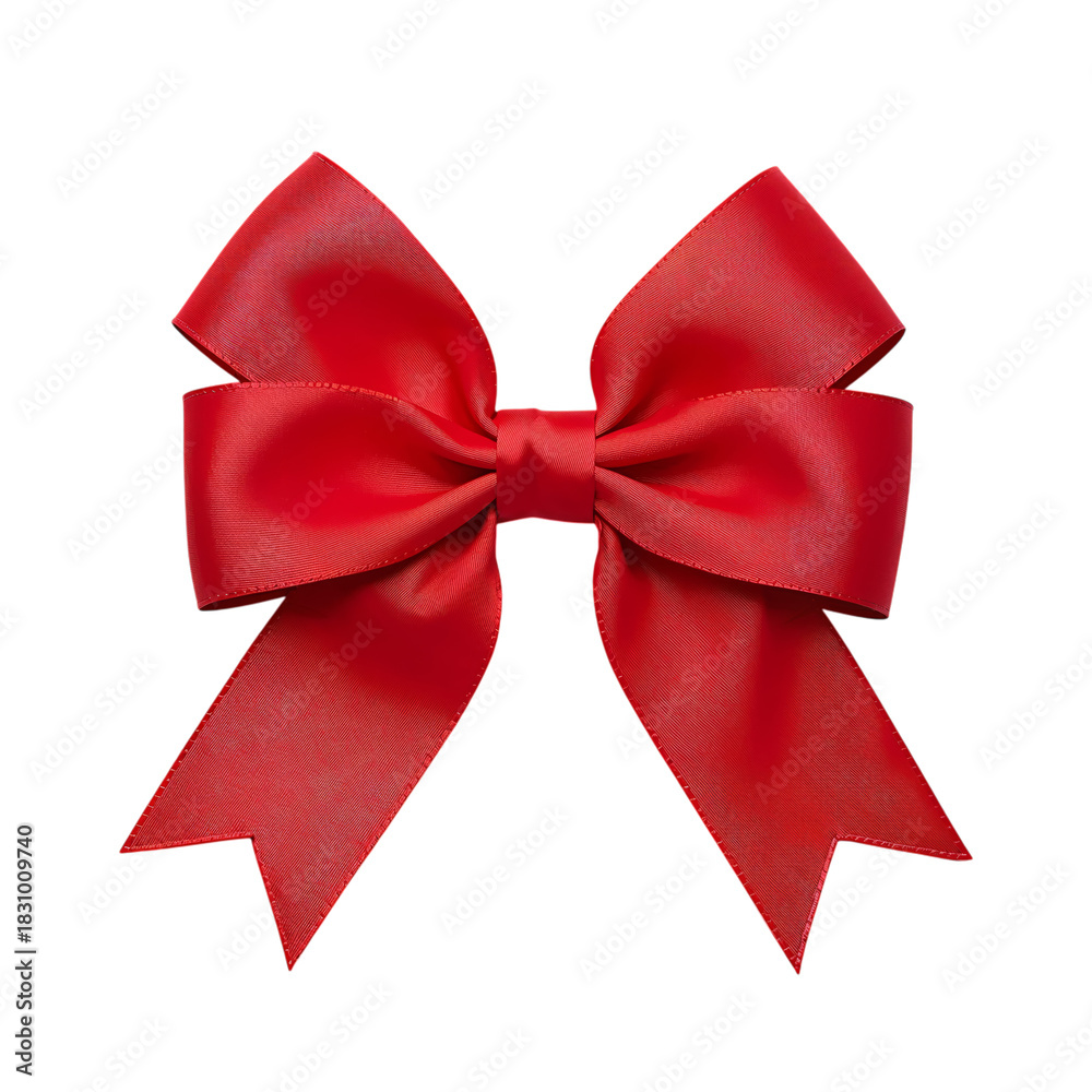 Fototapeta premium Bright Red Ribbon Bow for Gift Wrapping and Decoration in Festive Settings