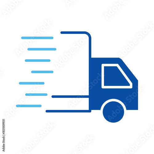 Delivery Van Icons In Blue Style, Vector Illustration 