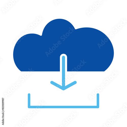 Digital Download Icons In Blue Style, Vector Illustration 