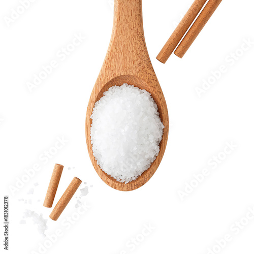 Spoon Filled With Coarse Salt Captured in a Simple and Natural Setting