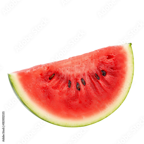 Fresh Watermelon Slice With Vibrant Red Flesh and Green Rind for Summer Enjoy...