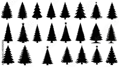 Christmas Tree Silhouette Vector Collection for Festive Design Projects