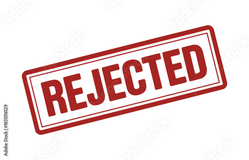A red rejected stamp with a white background indicating denial or disapproval mark