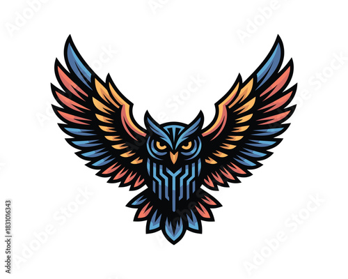 Abstract hand drawn owl in zentangle ethnic style. Ornamental tribal vector illustration.