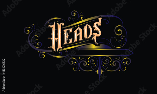 HEADS lettering custom style design
