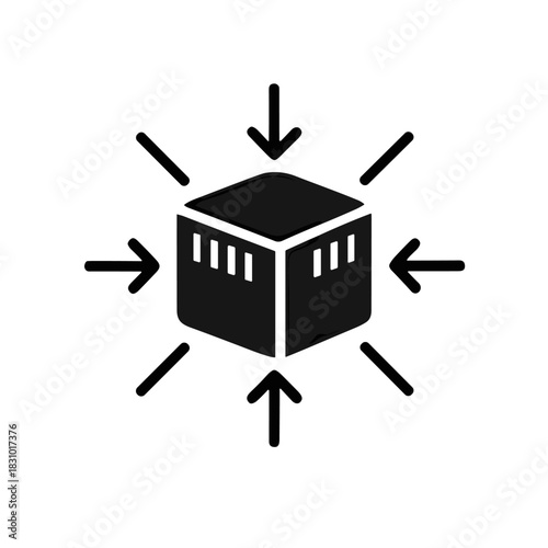 Concentrated focus bringing results, streamlined approach to project management, arrows converging on a cube symbolizing core strength and unity