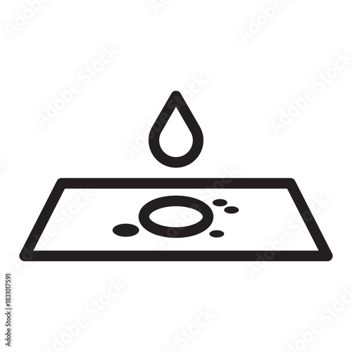 Water Drop Landing Symbol Leakage Prevention Icon Liquid Spill Graphic Clean Surface Aqueous Fluid Drip Absorbent