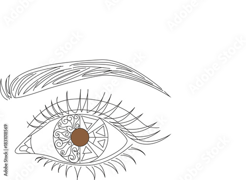  Continuous line eye illustration.