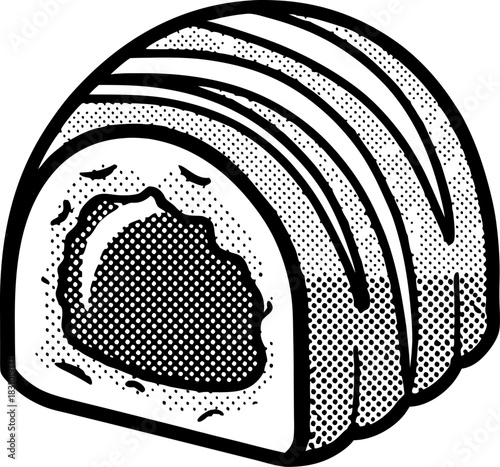 vintage halftone chocolate truffle bonbon dessert icon, retro sweet candy illustration