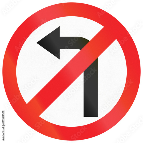 Free Download Road sign used in India - Left turn prohibited - GFXLoad