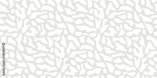 Abstract vector organic pattern. Seamless texture with organic cut-out shapes, spots, cellular grid. Subtle minimal gray and white background. Delicate repeated design for print, decor, wallpapers