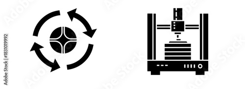 Explore automated manufacturing with this precision milling machine icon for streamlined workflow and efficient production processes in modern industry