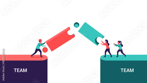 High-impact business synergy graphic illustrating cross-functional collaboration and strategic organizational problem-solving