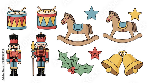 Festive Christmas Toys & Decorations Nutcrackers, Rocking Horses, and Bells