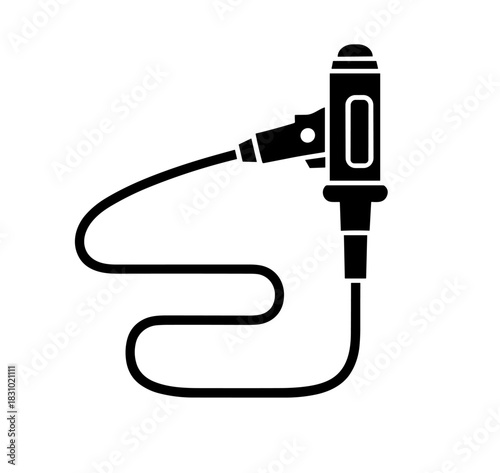 Professional black medical ultrasound probe with cable for diagnostic imaging and examination in clinical health settings or hospitals