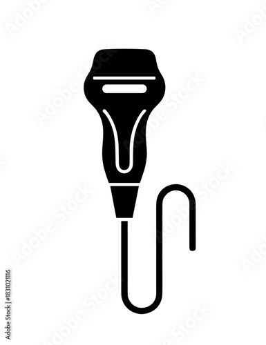 Sleek ultrasound transducer icon for innovative healthcare designs and modern medical applications, diagnostic tool, innovative tech, and prenatal care guide