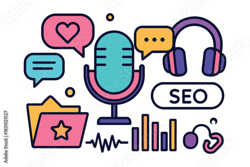 Podcast and audio content creation with seo and social media elements