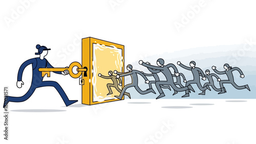 Strategic Leader Holding the Golden Key, Unlocking Market Access and Driving Team Success