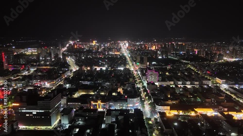 Wallpaper Mural Zhangye City Nightscape Aerial Photography with Urban Lighting Torontodigital.ca