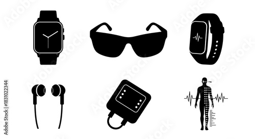 Stay healthy with wearable modern technology lifestyle including smart watch, sunglasses, earbuds and more for fitness tracking and wellness