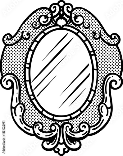 Ornate vintage oval mirror with decorative frame and elegant antique baroque