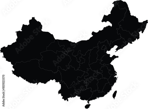 Detailed vector map of China complete with provincial borders perfect for geographic illustrations and infographics