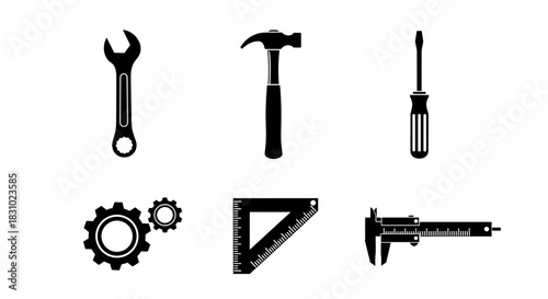 Essential tools for construction and repair ready for your next DIY project or professional engineering designs and illustrations