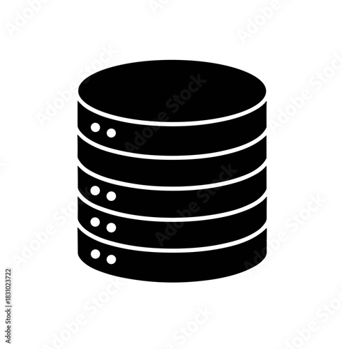 Secure database symbol for your project, modern black and white data storage icon for websites and apps, reliable technology solution